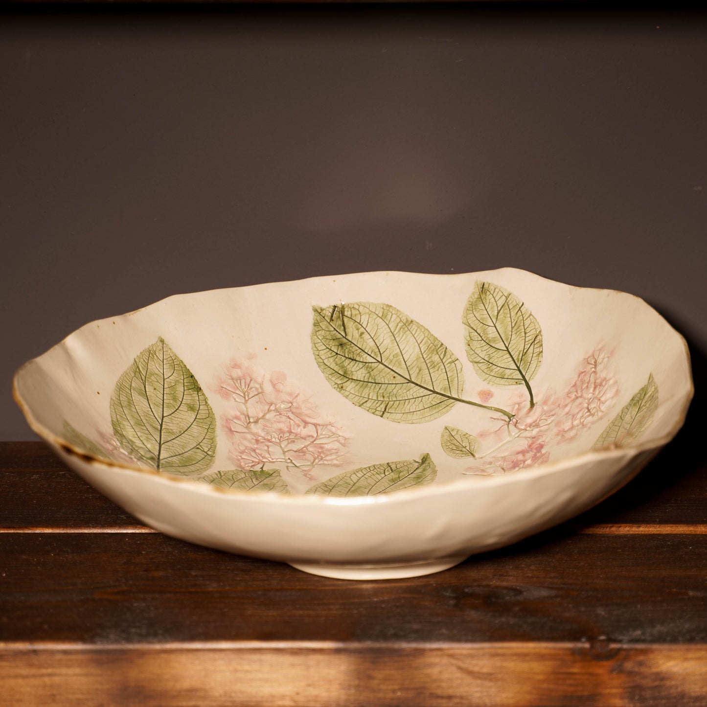 Miska ceramiczna z odciskami botanicznymi