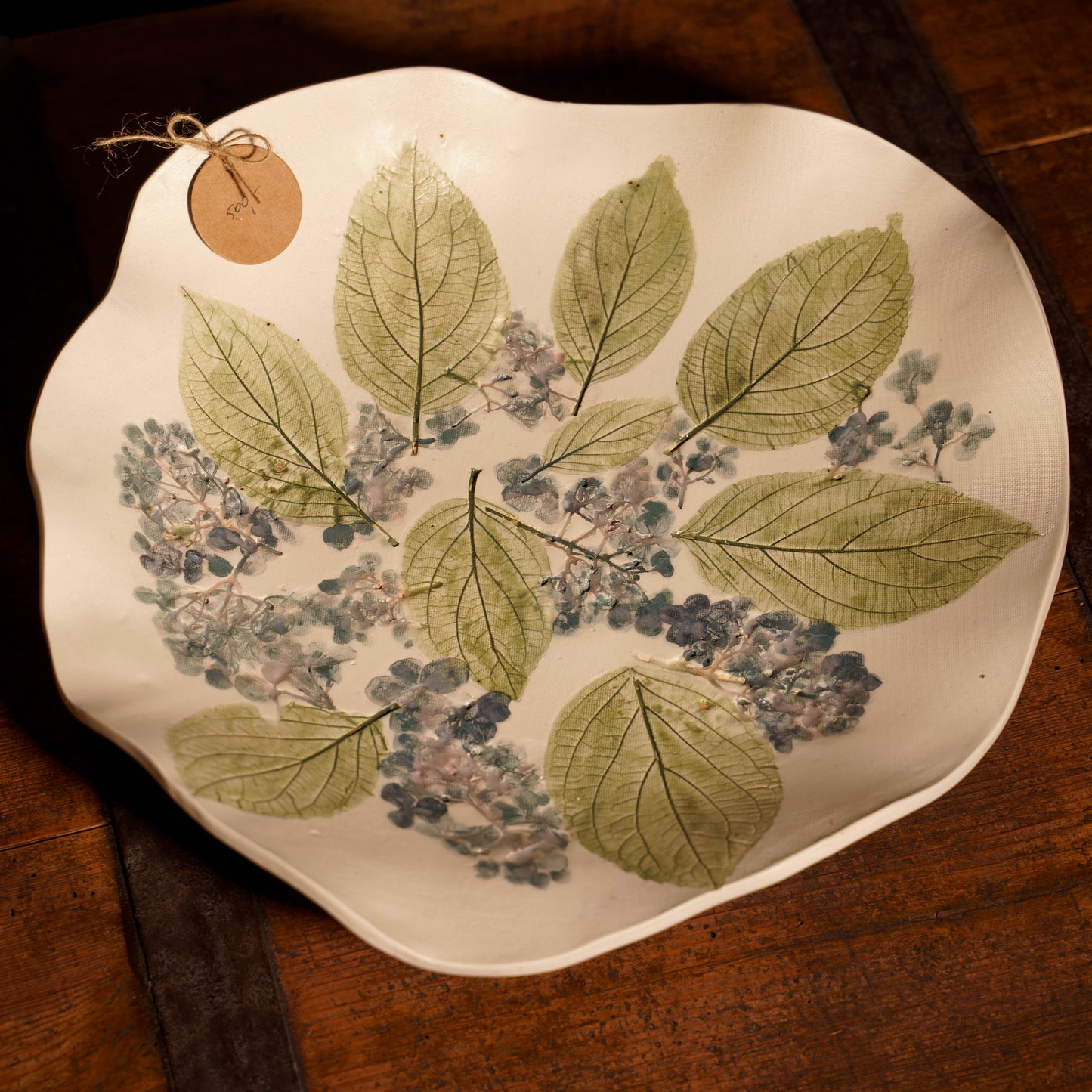Patera ceramiczna – liście hortensji