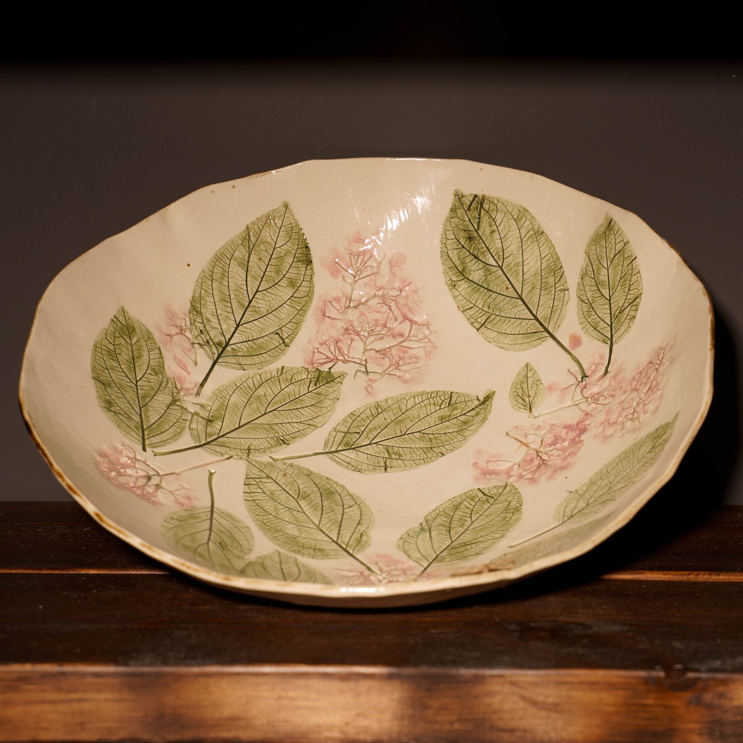 Miska ceramiczna z odciskami botanicznymi