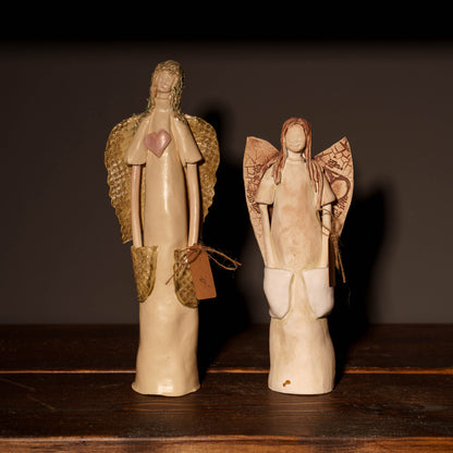 Zestaw dwóch ceramicznych figurek aniołów